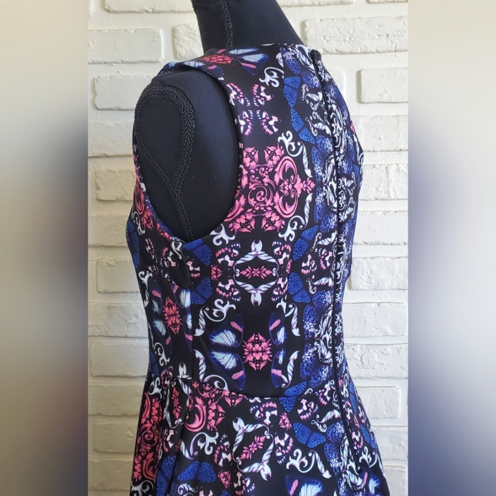 Streetwear Society Fit and Flare Skater Pockets Swing Dress Sheath Blue Pink Med - Picture 12 of 16